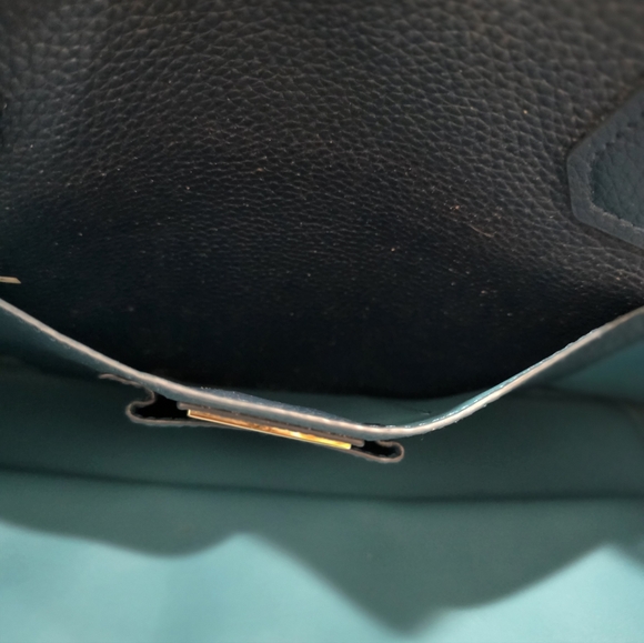 Tory Burch Perry Tote Purse Pebbled Leather Blue Turquoise Large Bag - Picture 8 of 12